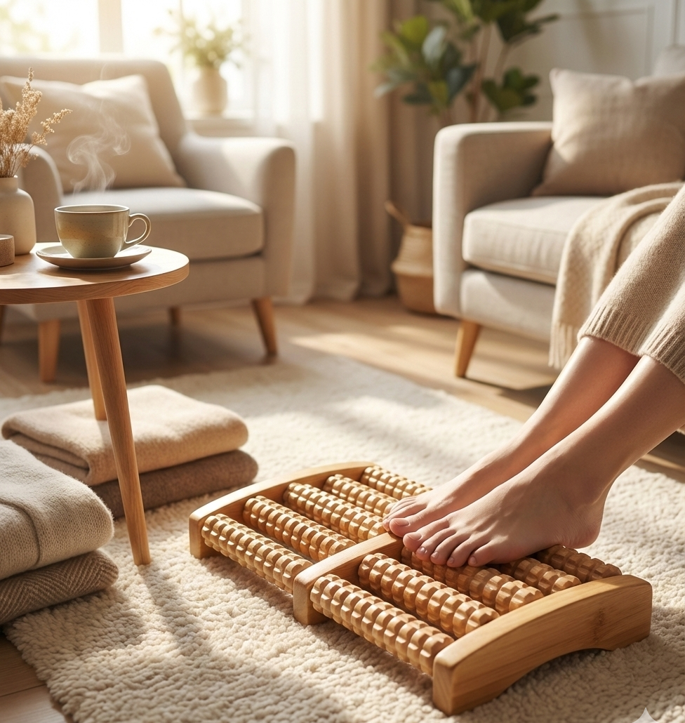 Premium Dual Wooden Foot Massager Roller