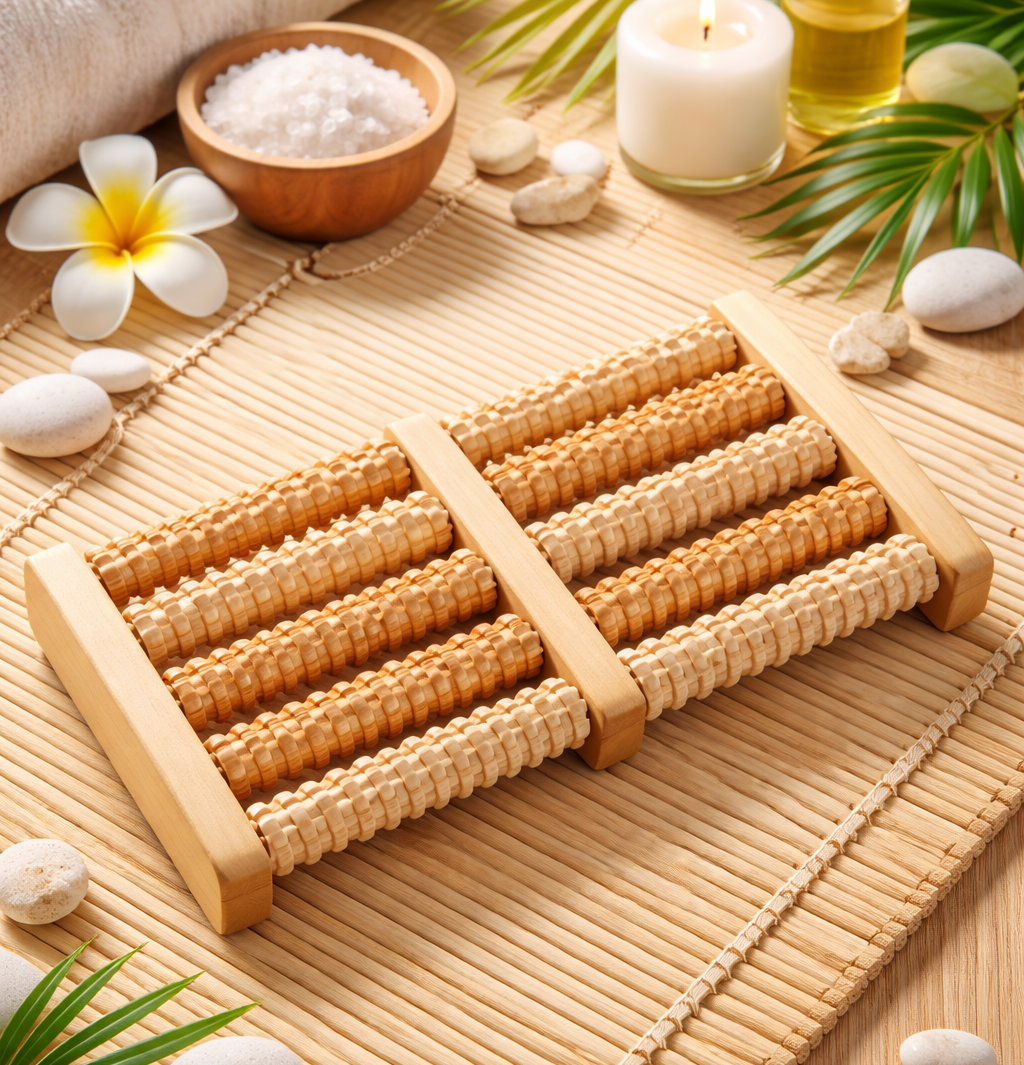 Premium Dual Wooden Foot Massager Roller