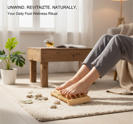 Premium Dual Wooden Foot Massager Roller